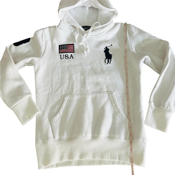 POLO RALPH LAUREN White Hoodie with USA and Polo Logo Boys Size Medium NWT - Picture 8 of 11
